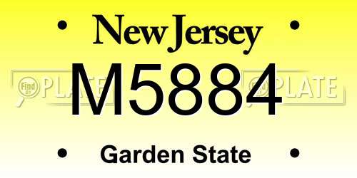 M5884 New Jersey License Plate