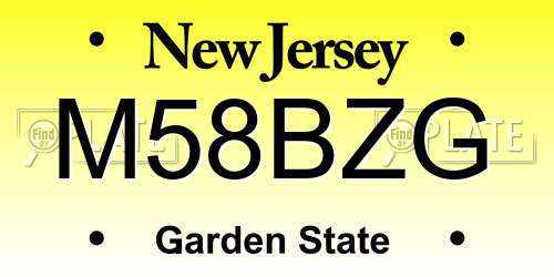 M58BZG New Jersey License Plate