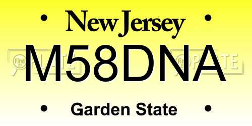 M58DNA New Jersey License Plate