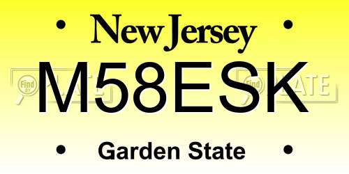 M58ESK New Jersey License Plate