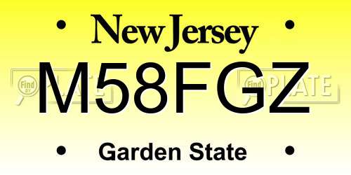 M58FGZ New Jersey License Plate