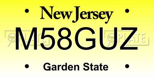M58GUZ New Jersey License Plate