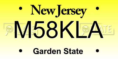 M58KLA New Jersey License Plate
