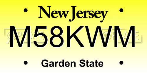 M58KWM New Jersey License Plate