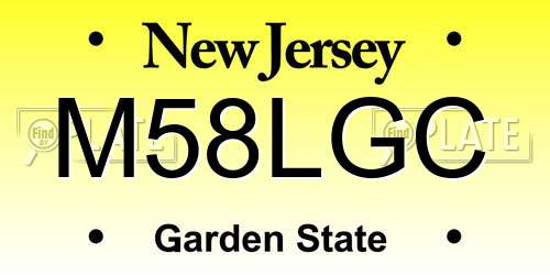M58LGC New Jersey License Plate