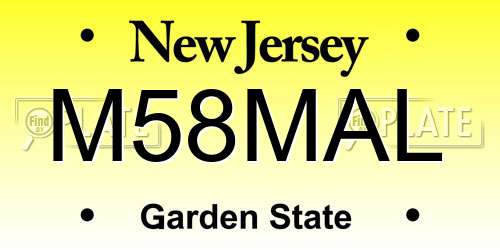 M58MAL New Jersey License Plate