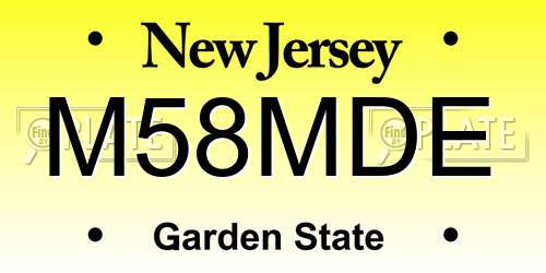 M58MDE New Jersey License Plate
