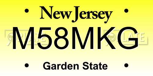M58MKG New Jersey License Plate