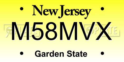 M58MVX New Jersey License Plate