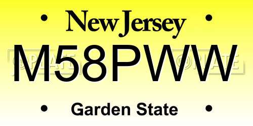 M58PWW New Jersey License Plate