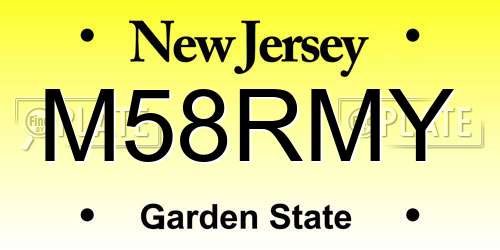 M58RMY New Jersey License Plate