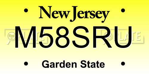 M58SRU New Jersey License Plate