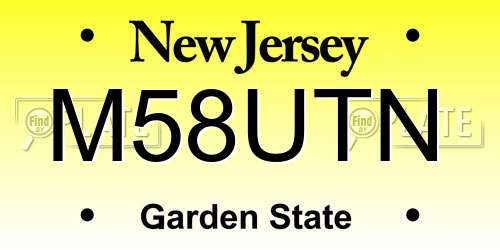 M58UTN New Jersey License Plate