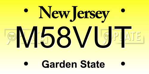 M58VUT New Jersey License Plate