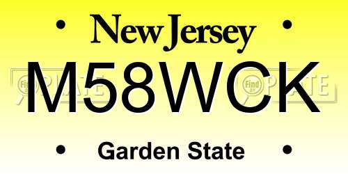 M58WCK New Jersey License Plate