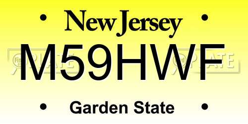 M59HWF New Jersey License Plate