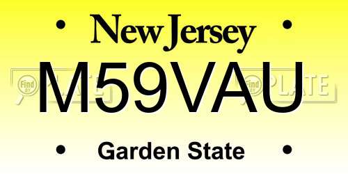 M59VAU New Jersey License Plate