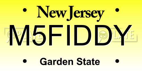 M5FIDDY New Jersey License Plate