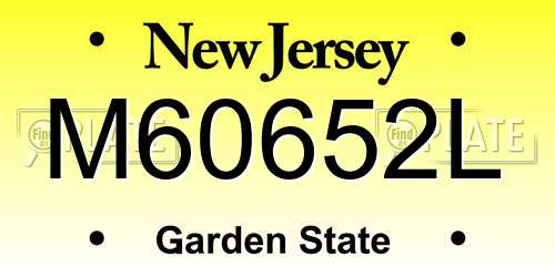 M60652L New Jersey License Plate