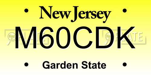 M60CDK New Jersey License Plate
