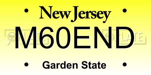 M60END New Jersey License Plate