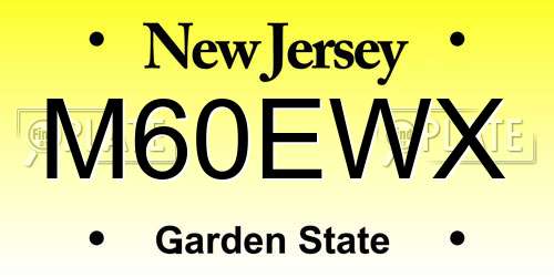 M60EWX New Jersey License Plate