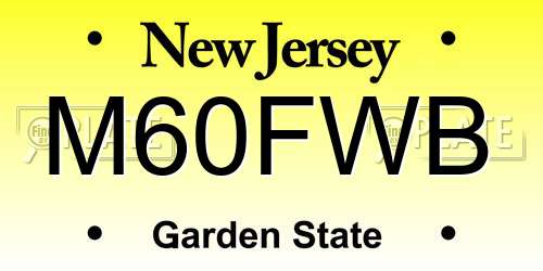 M60FWB New Jersey License Plate