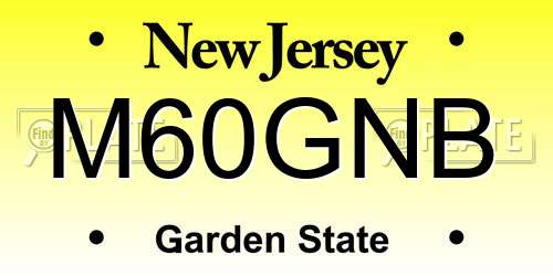 M60GNB New Jersey License Plate
