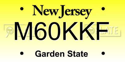 M60KKF New Jersey License Plate