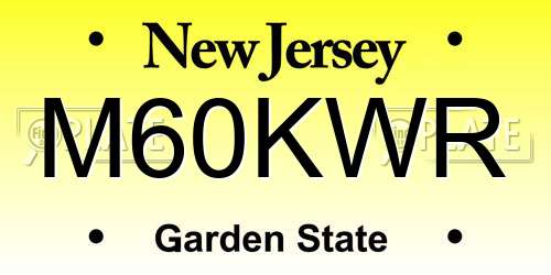 M60KWR New Jersey License Plate