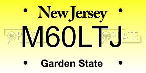 M60LTJ New Jersey License Plate