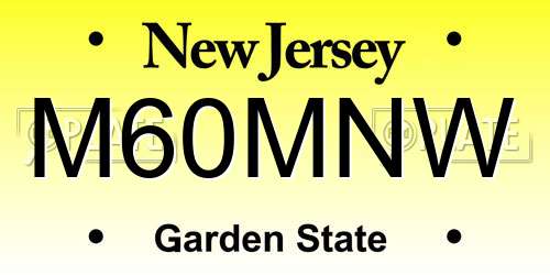 M60MNW New Jersey License Plate