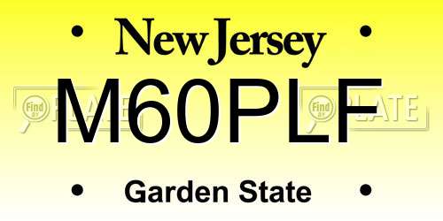 M60PLF New Jersey License Plate