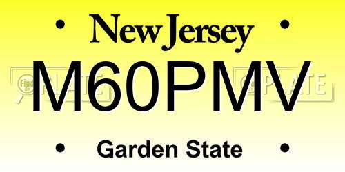M60PMV New Jersey License Plate