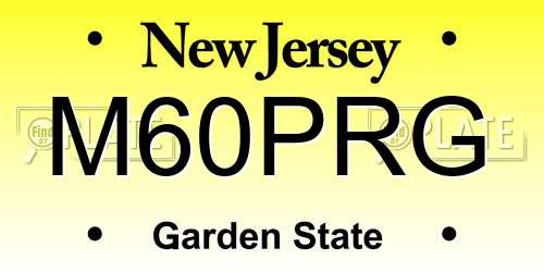 M60PRG New Jersey License Plate