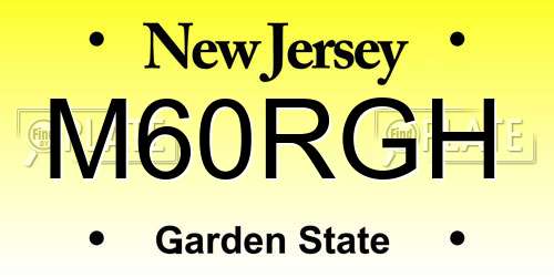 M60RGH New Jersey License Plate