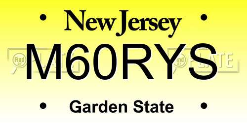 M60RYS New Jersey License Plate