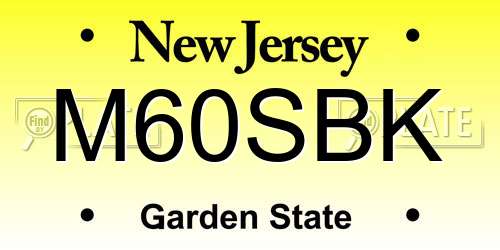 M60SBK New Jersey License Plate