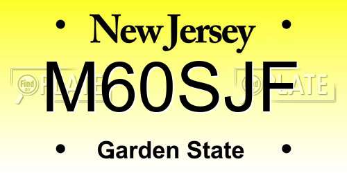 M60SJF New Jersey License Plate