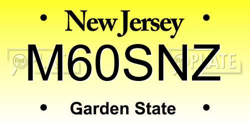 M60SNZ New Jersey License Plate