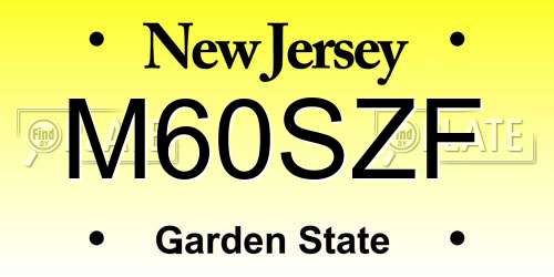 M60SZF New Jersey License Plate