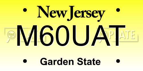 M60UAT New Jersey License Plate