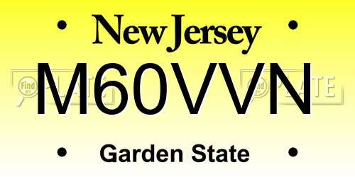 M60VVN New Jersey License Plate