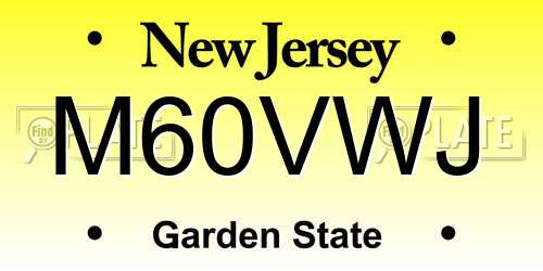 M60VWJ New Jersey License Plate