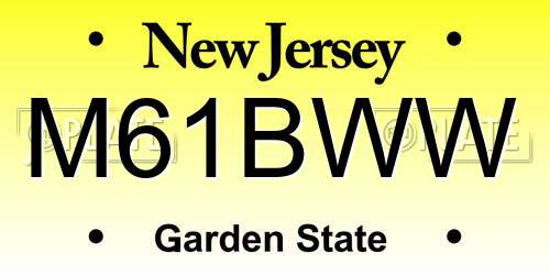 M61BWW New Jersey License Plate