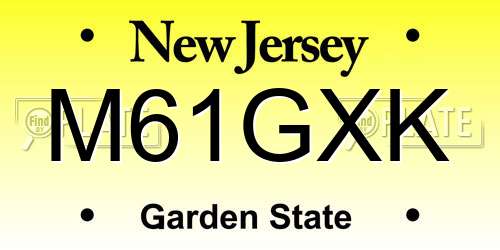 M61GXK New Jersey License Plate
