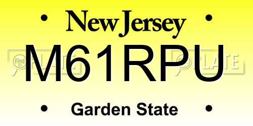 M61RPU New Jersey License Plate
