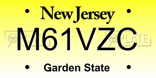 M61VZC New Jersey License Plate