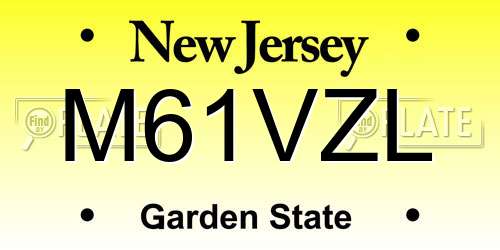 M61VZL New Jersey License Plate