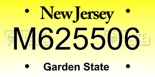 M625506 New Jersey License Plate